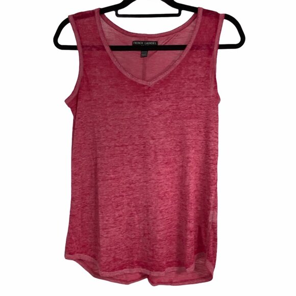 French Laundry Sport Semi-Sheer Burnout Workout Tank Top Tee Shirt in Red Small - Picture 1 of 7